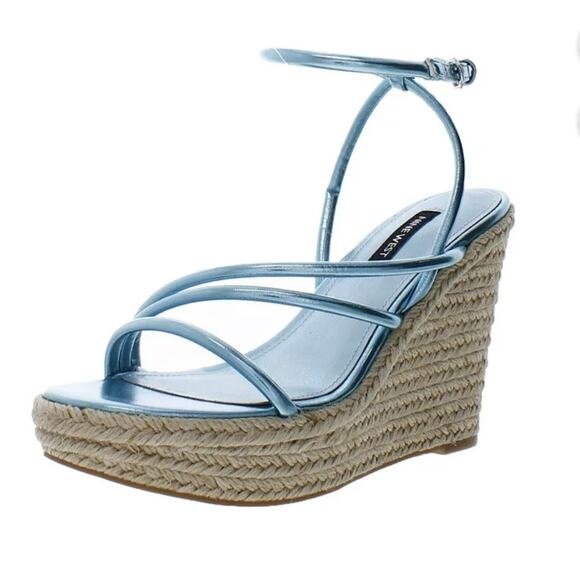 Nine West Blue Hipsta 3 Espadrille Platform Sandals 9.5 New - Picture 1 of 11